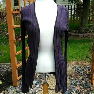 Eggplant purple long cardigan